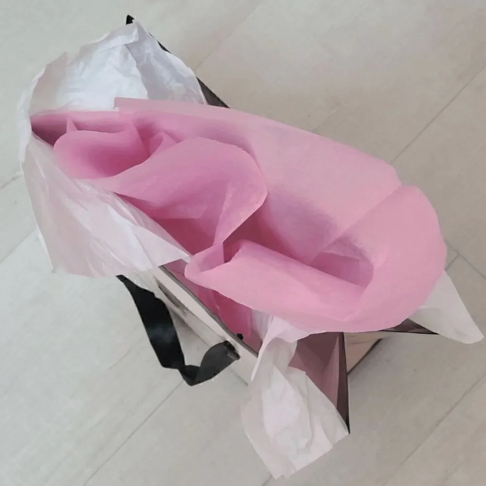 💗 VICTORIA'S SECRET Empty Paper Pink Shopping Gift Bag Cloth Handles w/Tissues